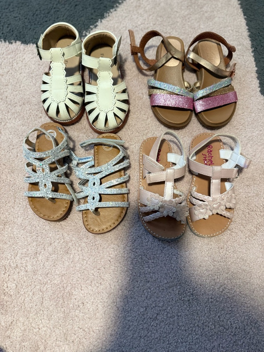 Toddler Girl Sandals Size 8 Bundle Rachel Shoes Cat & Jack Glitter Summer Shoes